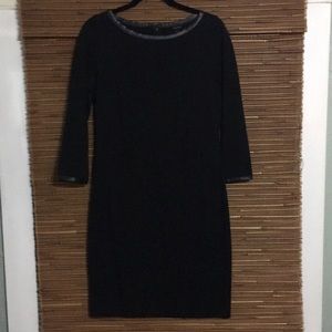 LBD 3/4 sleeve with faux leather trim